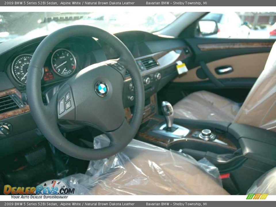 2009 BMW 5 Series 528i Sedan Alpine White / Natural Brown Dakota Leather Photo #9