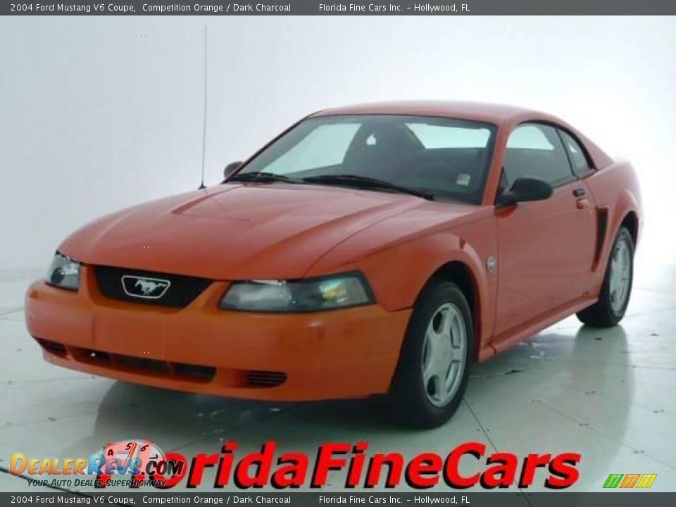 2004 Ford Mustang V6 Coupe Competition Orange / Dark Charcoal Photo #1