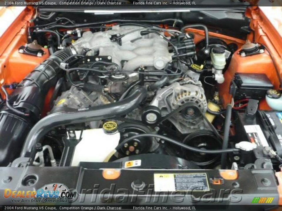 2004 Ford Mustang V6 Coupe Competition Orange / Dark Charcoal Photo #9