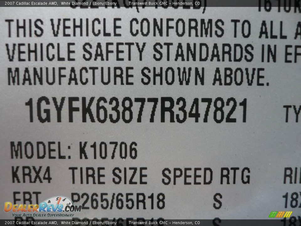 2007 Cadillac Escalade AWD White Diamond / Ebony/Ebony Photo #33