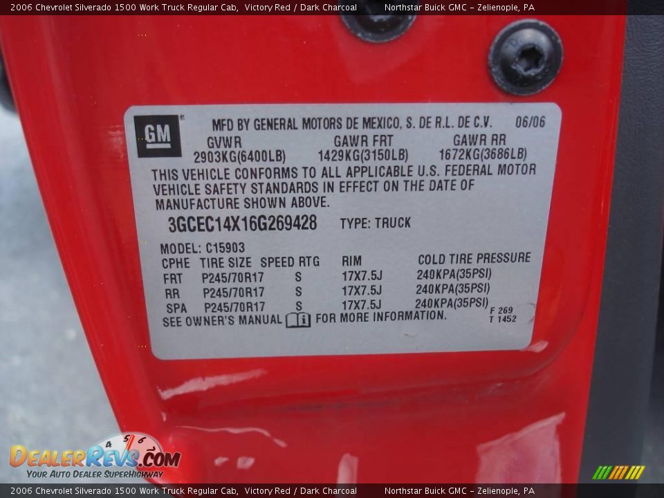 2006 Chevrolet Silverado 1500 Work Truck Regular Cab Victory Red / Dark Charcoal Photo #9