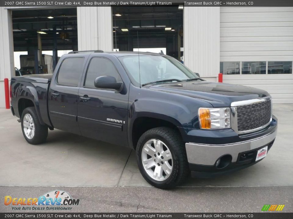 2007 GMC Sierra 1500 SLT Crew Cab 4x4 Deep Blue Metallic / Dark Titanium/Light Titanium Photo #1