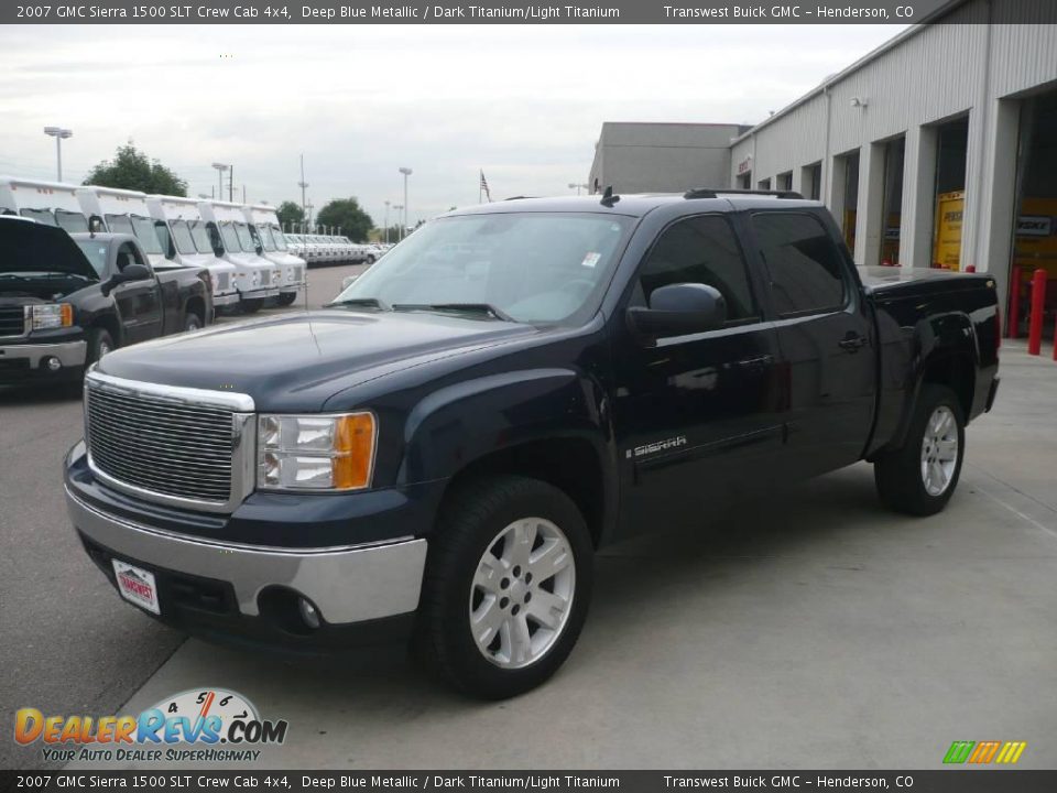 2007 GMC Sierra 1500 SLT Crew Cab 4x4 Deep Blue Metallic / Dark Titanium/Light Titanium Photo #3
