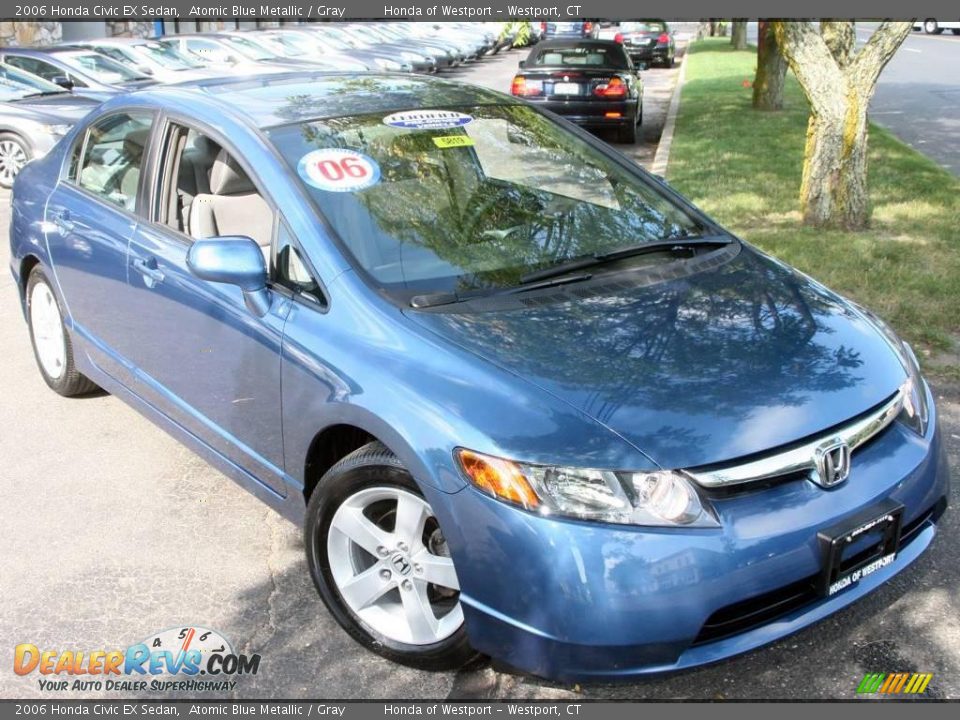 2006 Honda Civic EX Sedan Atomic Blue Metallic / Gray Photo #3