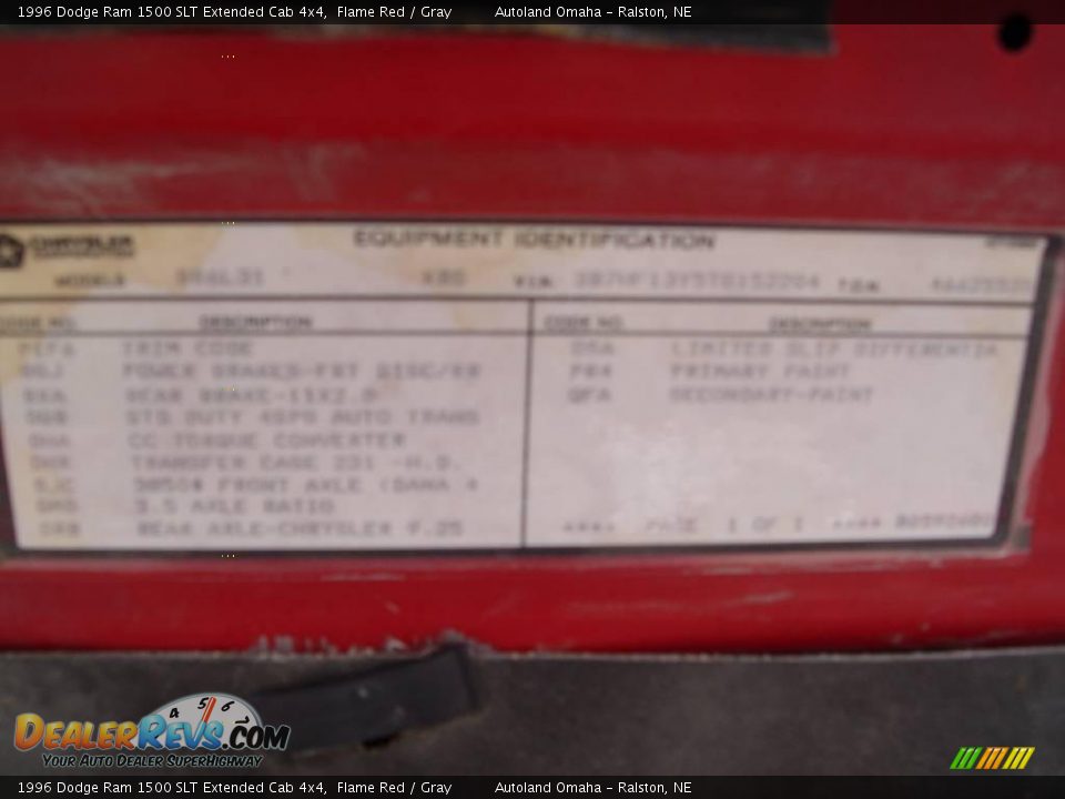 1996 Dodge Ram 1500 SLT Extended Cab 4x4 Flame Red / Gray Photo #25