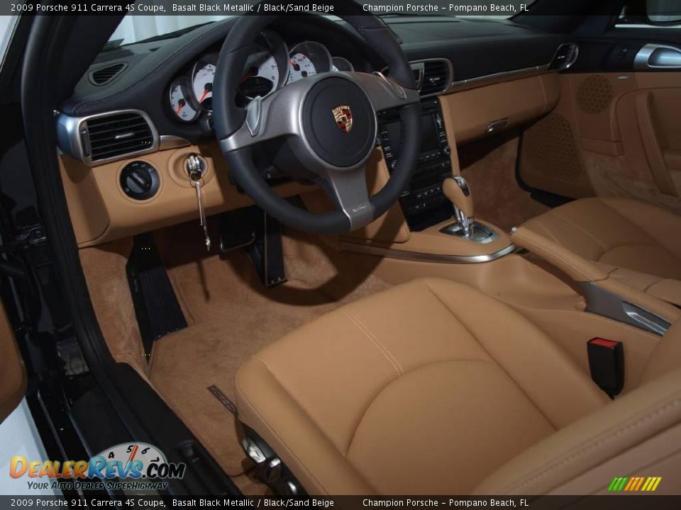 2009 Porsche 911 Carrera 4S Coupe Basalt Black Metallic / Black/Sand Beige Photo #11