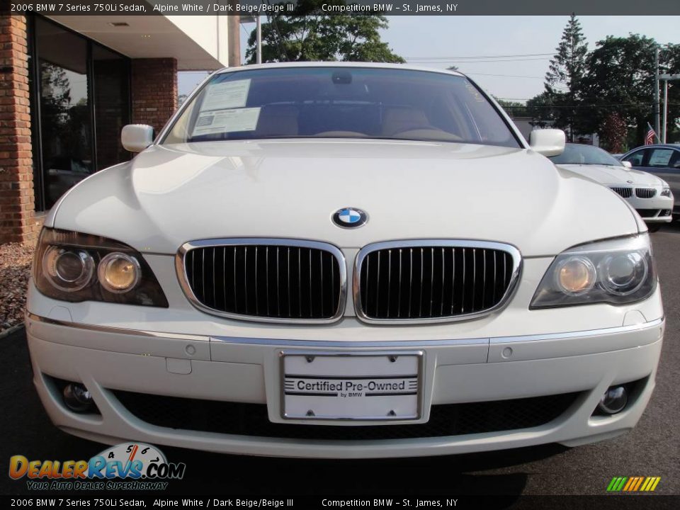 2006 BMW 7 Series 750Li Sedan Alpine White / Dark Beige/Beige III Photo #2