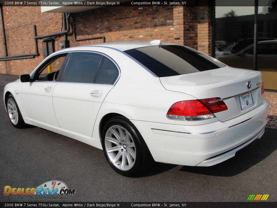 2006 BMW 7 Series 750Li Sedan Alpine White / Dark Beige/Beige III Photo #4