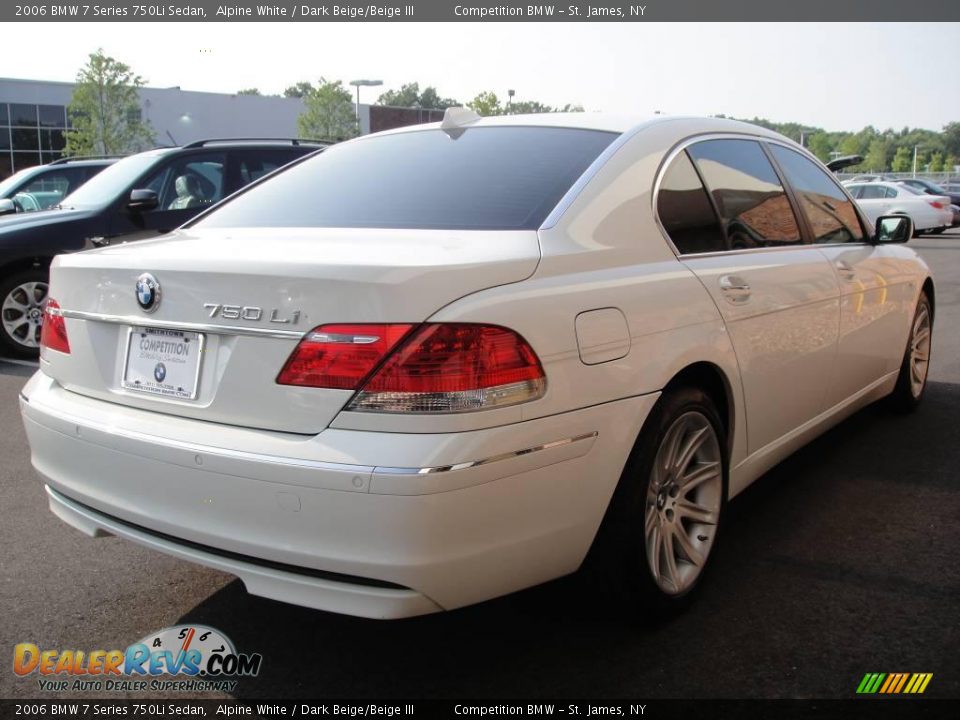 2006 BMW 7 Series 750Li Sedan Alpine White / Dark Beige/Beige III Photo #6