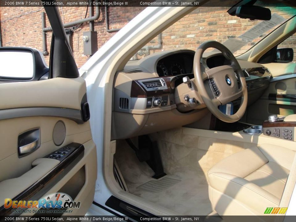 2006 BMW 7 Series 750Li Sedan Alpine White / Dark Beige/Beige III Photo #10