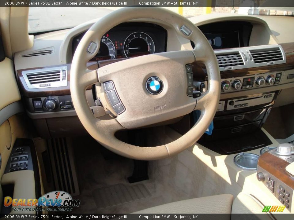 2006 BMW 7 Series 750Li Sedan Alpine White / Dark Beige/Beige III Photo #11