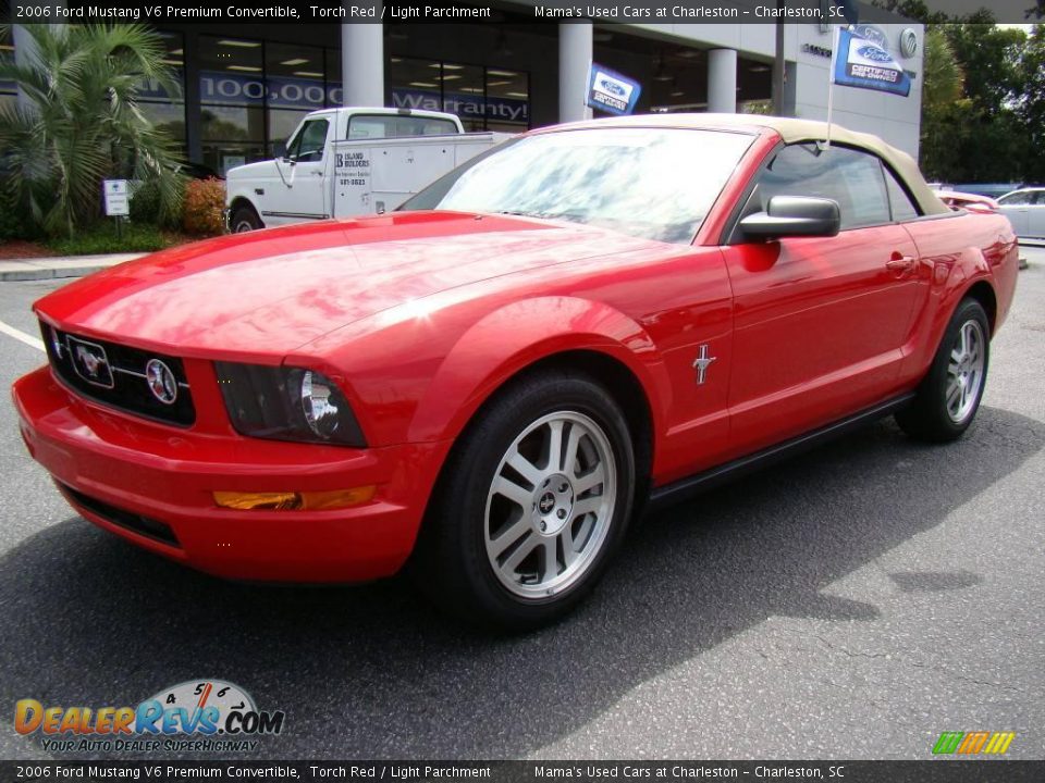 2006 Ford Mustang V6 Premium Convertible Torch Red / Light Parchment Photo #2