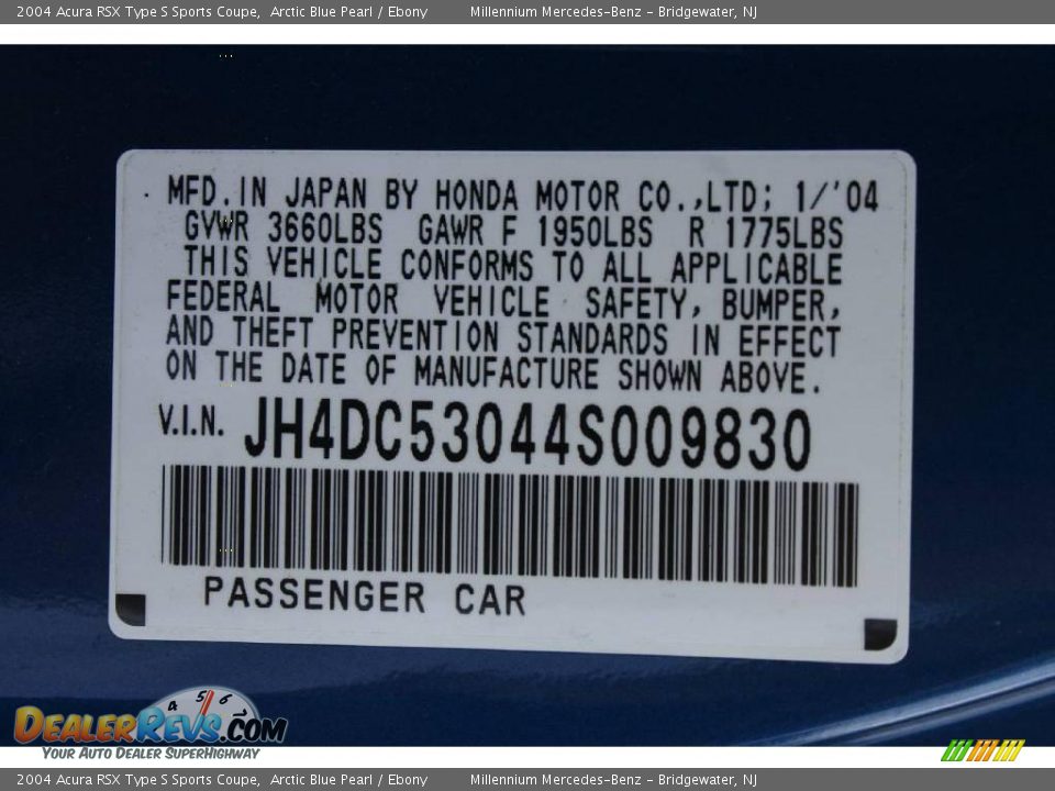 2004 Acura RSX Type S Sports Coupe Arctic Blue Pearl / Ebony Photo #25
