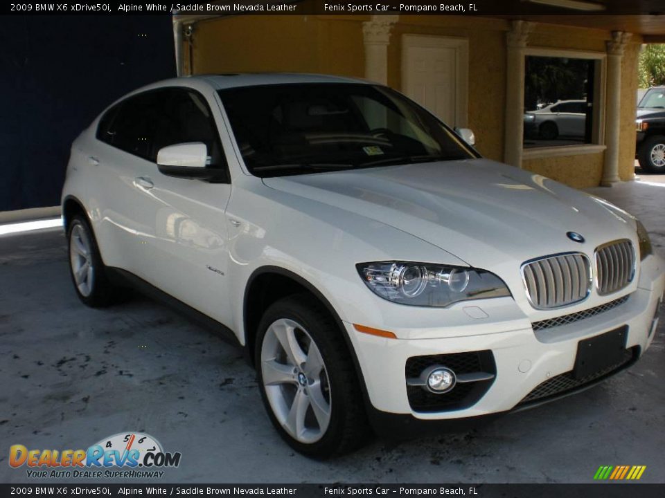 2009 BMW X6 xDrive50i Alpine White / Saddle Brown Nevada Leather Photo #4