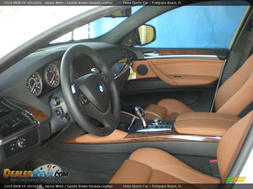2009 BMW X6 xDrive50i Alpine White / Saddle Brown Nevada Leather Photo #5