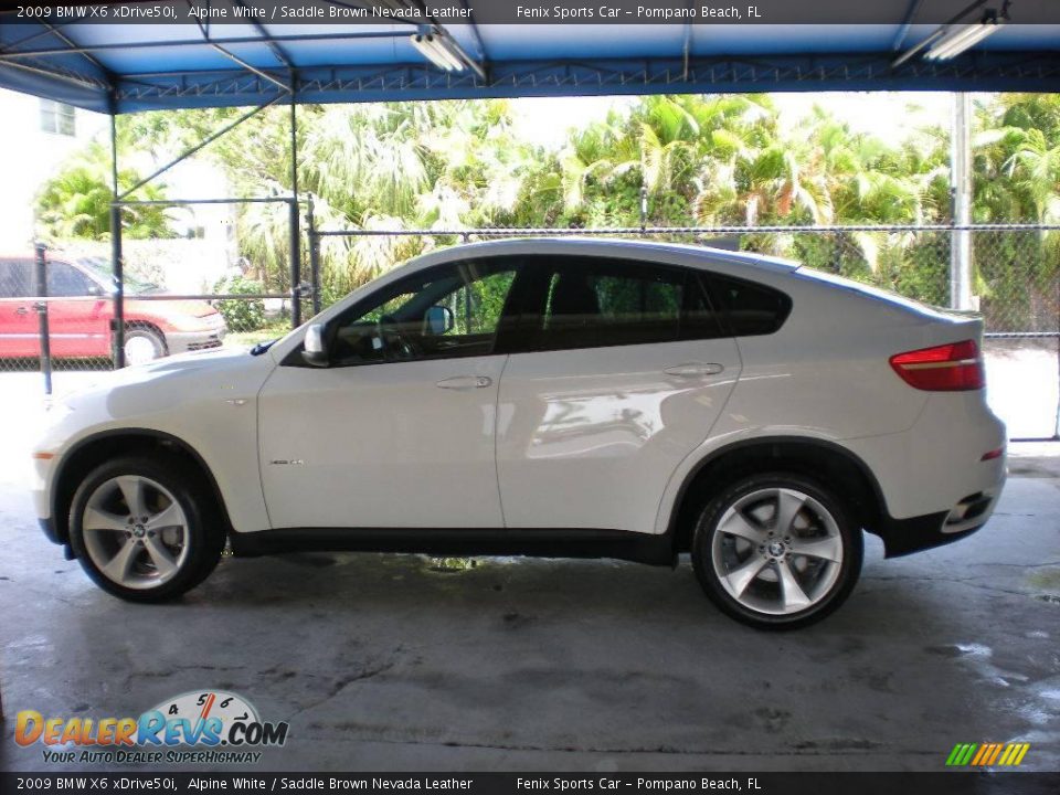 2009 BMW X6 xDrive50i Alpine White / Saddle Brown Nevada Leather Photo #18
