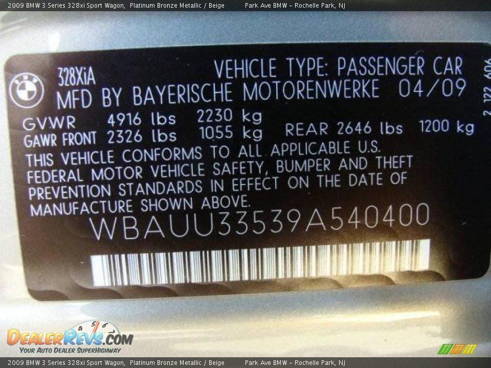 2009 BMW 3 Series 328xi Sport Wagon Platinum Bronze Metallic / Beige Photo #26