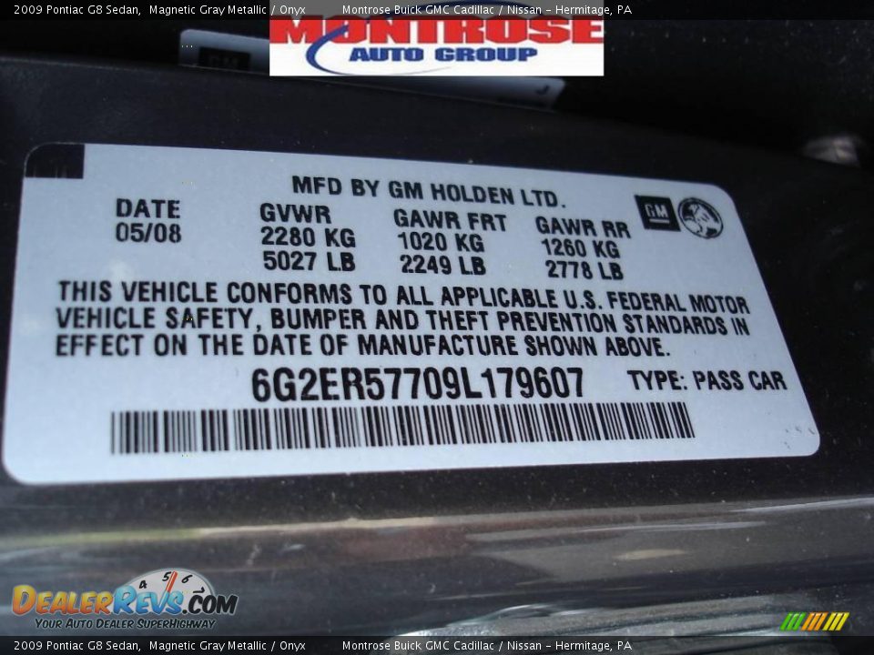 2009 Pontiac G8 Sedan Magnetic Gray Metallic / Onyx Photo #11