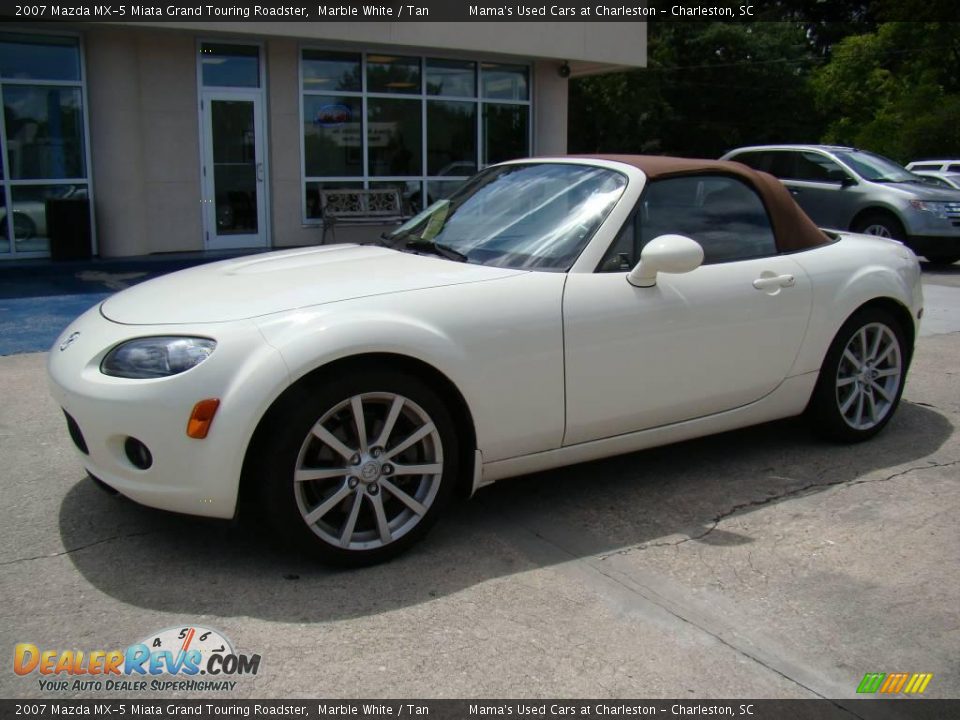 2007 Mazda MX-5 Miata Grand Touring Roadster Marble White / Tan Photo #2