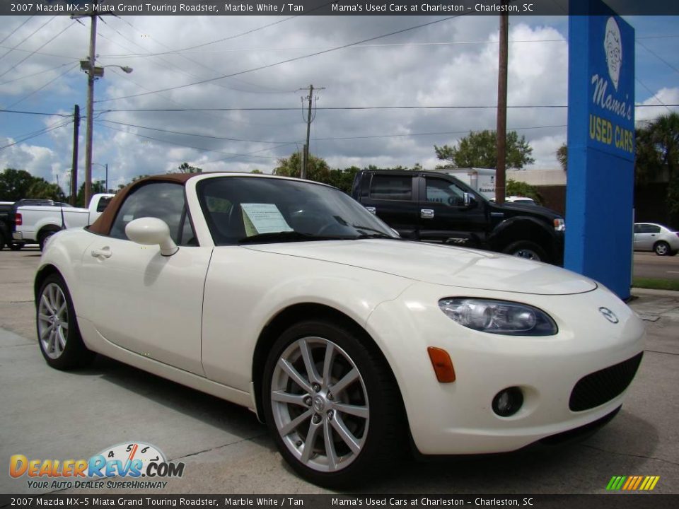 2007 Mazda MX-5 Miata Grand Touring Roadster Marble White / Tan Photo #4