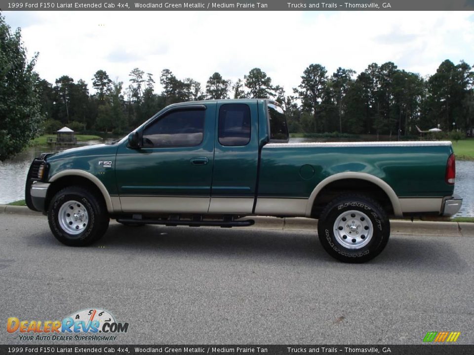 1999 Ford F150 Lariat Extended Cab 4x4 Woodland Green Metallic / Medium Prairie Tan Photo #1