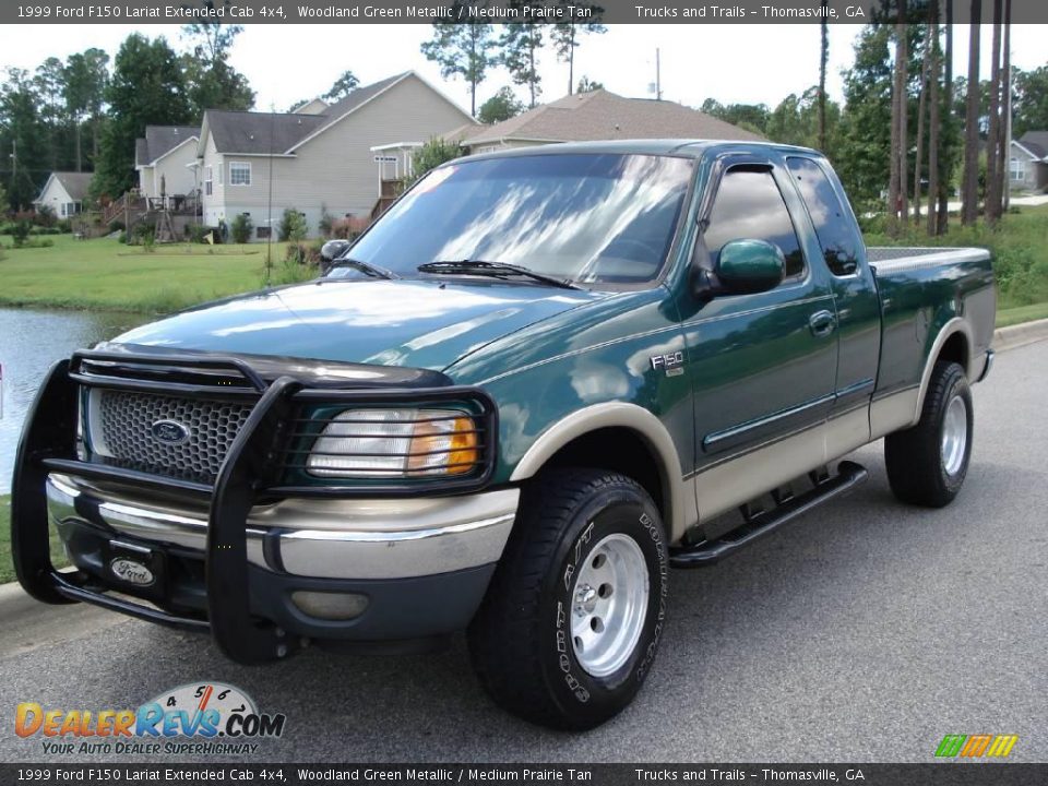 1999 Ford F150 Lariat Extended Cab 4x4 Woodland Green Metallic / Medium Prairie Tan Photo #2