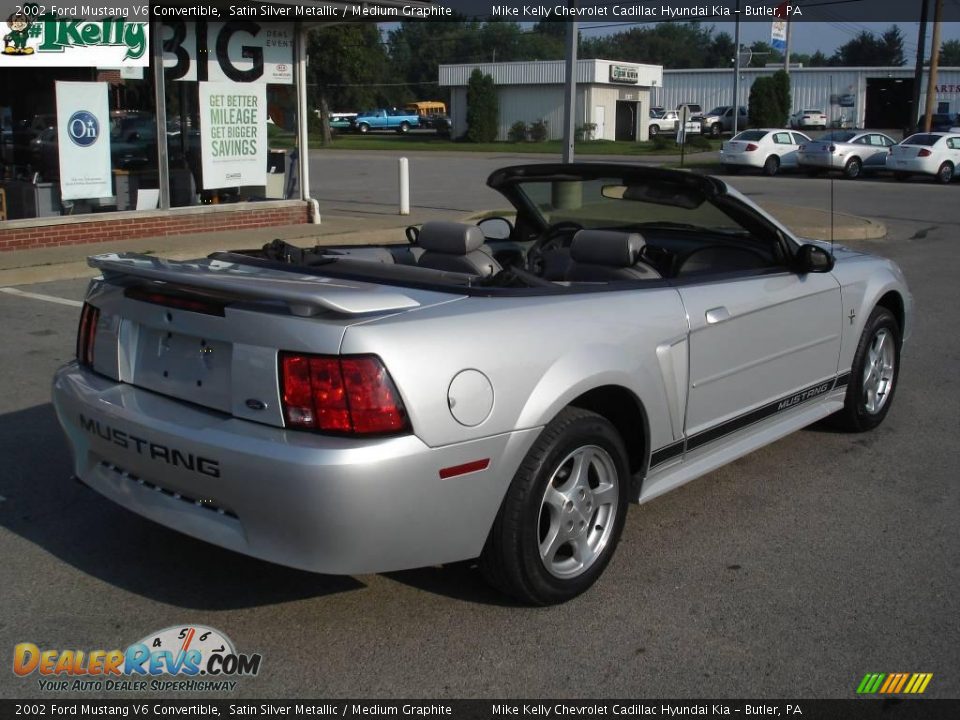 2002 Ford Mustang V6 Convertible Satin Silver Metallic / Medium Graphite Photo #3