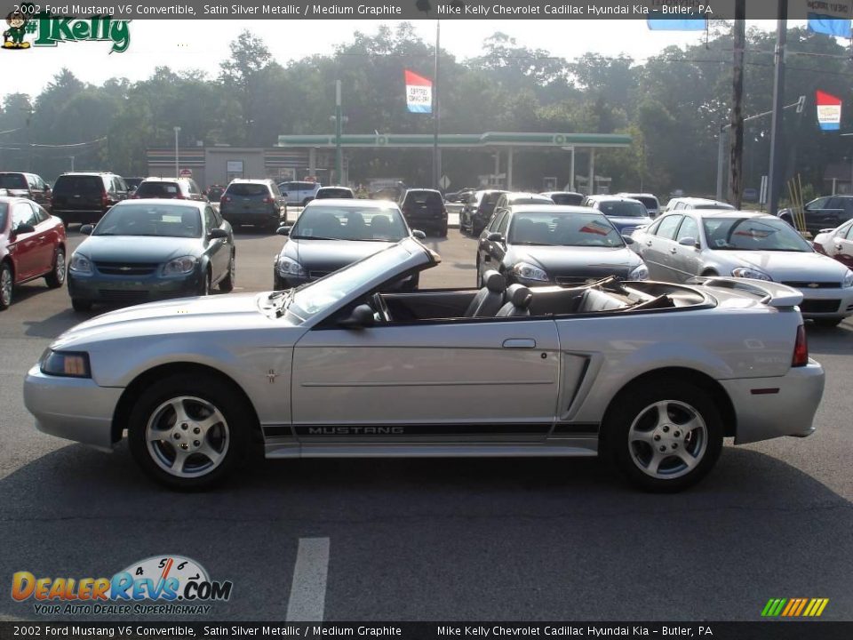 2002 Ford Mustang V6 Convertible Satin Silver Metallic / Medium Graphite Photo #6