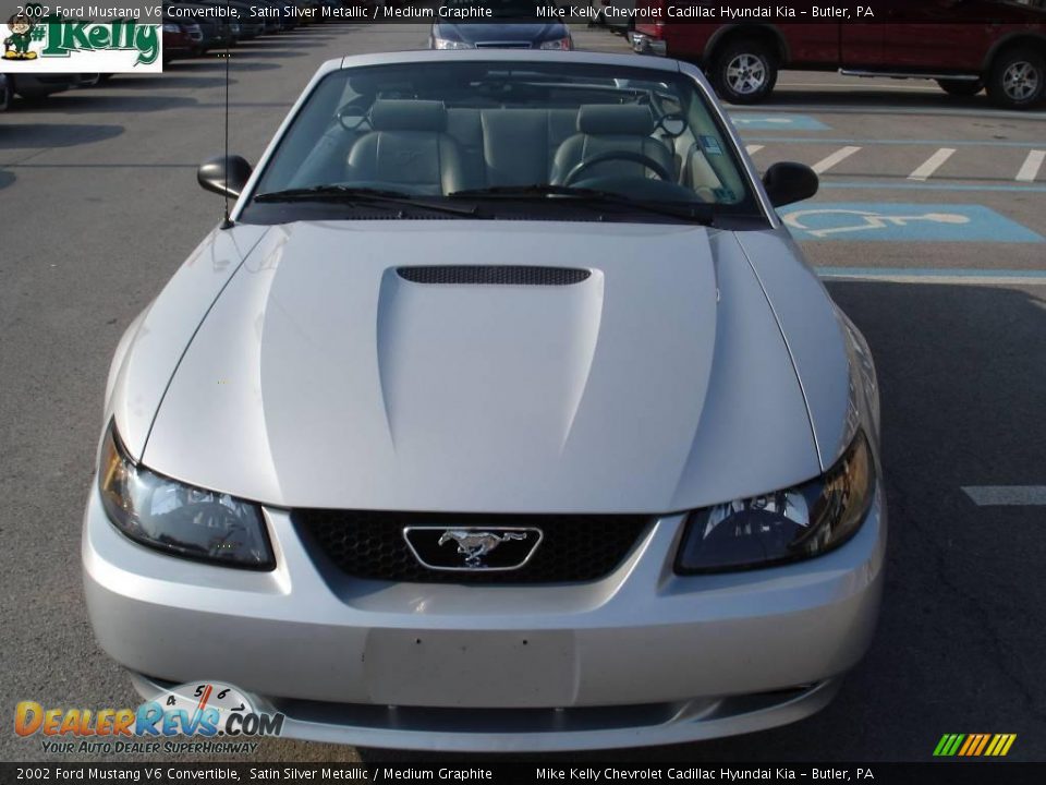 2002 Ford Mustang V6 Convertible Satin Silver Metallic / Medium Graphite Photo #14