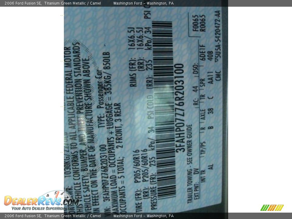 2006 Ford Fusion SE Titanium Green Metallic / Camel Photo #19