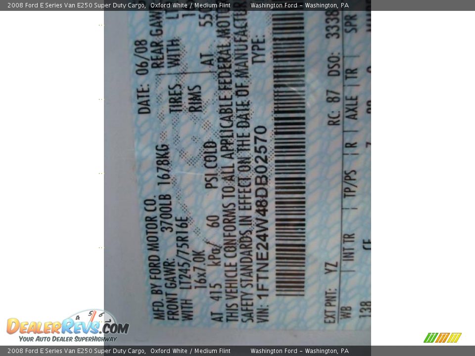 2008 Ford E Series Van E250 Super Duty Cargo Oxford White / Medium Flint Photo #19