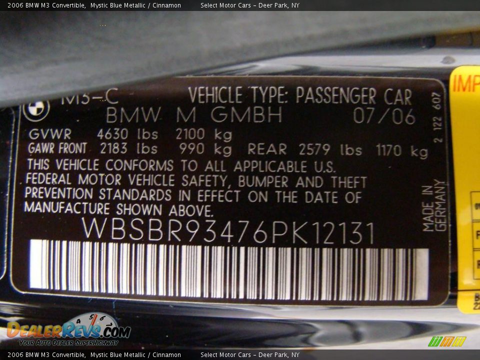 2006 BMW M3 Convertible Mystic Blue Metallic / Cinnamon Photo #15