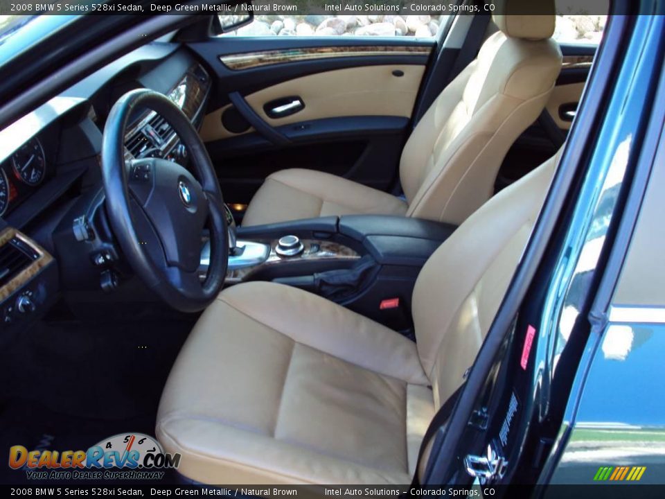 2008 BMW 5 Series 528xi Sedan Deep Green Metallic / Natural Brown Photo #14