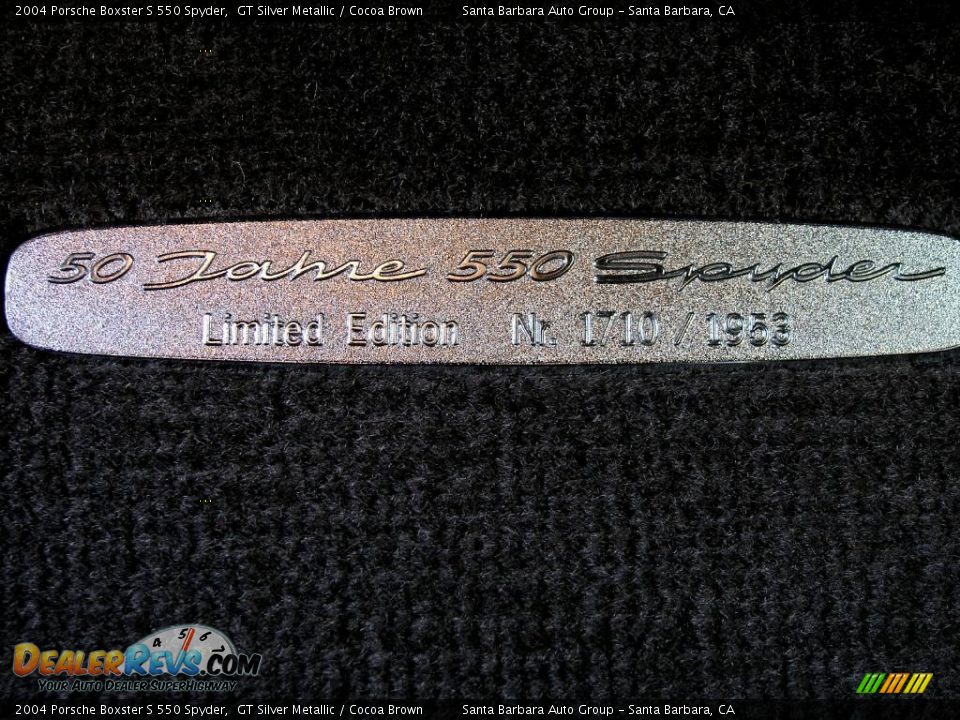 Info Tag of 2004 Porsche Boxster S 550 Spyder Photo #21