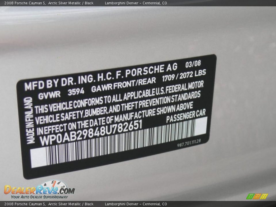 2008 Porsche Cayman S Arctic Silver Metallic / Black Photo #30