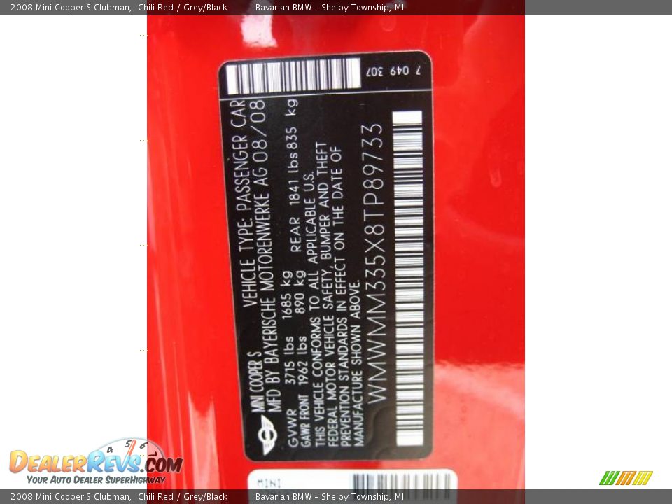 2008 Mini Cooper S Clubman Chili Red / Grey/Black Photo #22