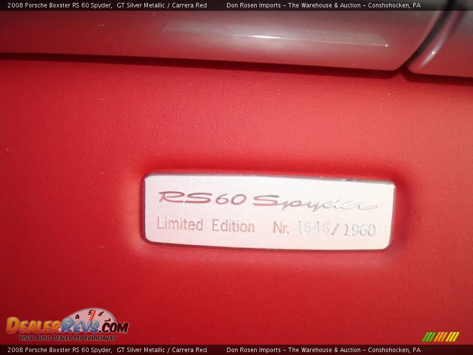 2008 Porsche Boxster RS 60 Spyder GT Silver Metallic / Carrera Red Photo #15