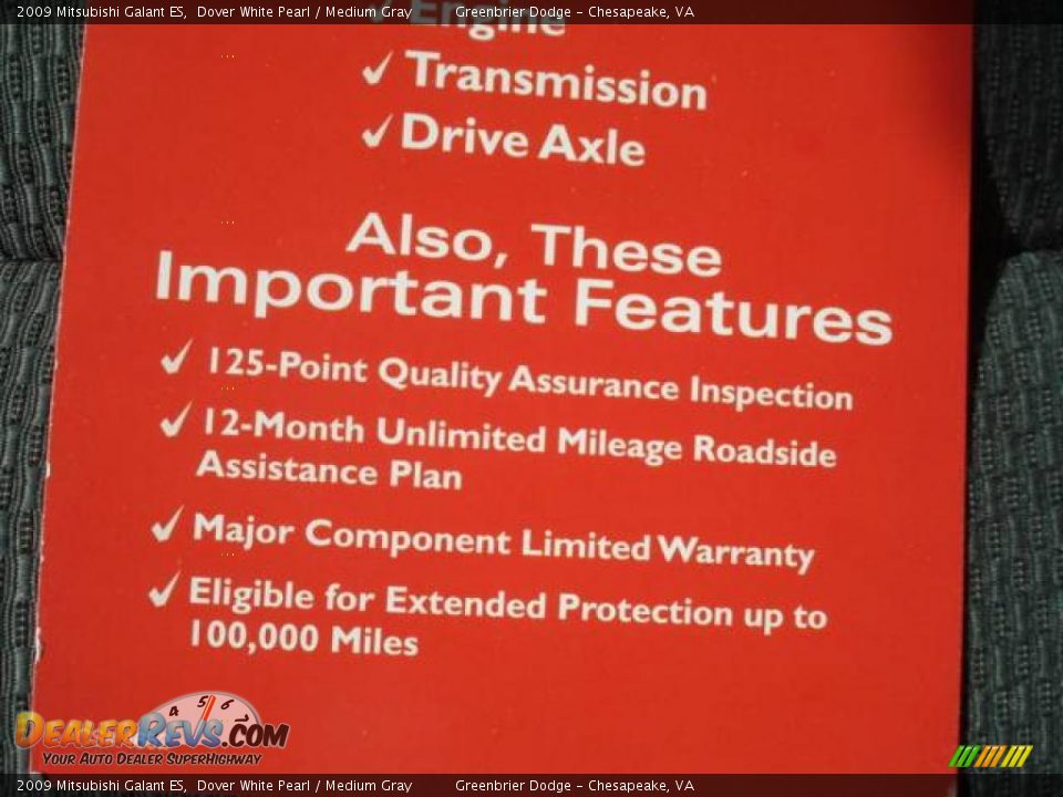 2009 Mitsubishi Galant ES Dover White Pearl / Medium Gray Photo #23
