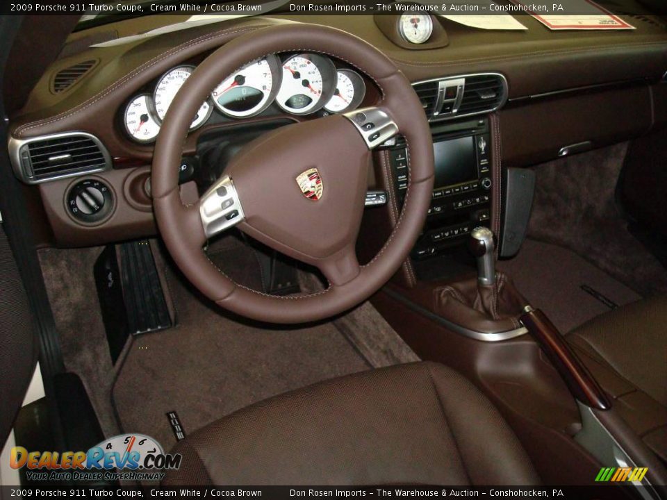 2009 Porsche 911 Turbo Coupe Cream White / Cocoa Brown Photo #9