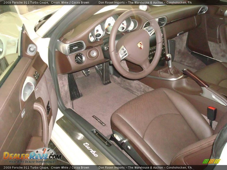 2009 Porsche 911 Turbo Coupe Cream White / Cocoa Brown Photo #10