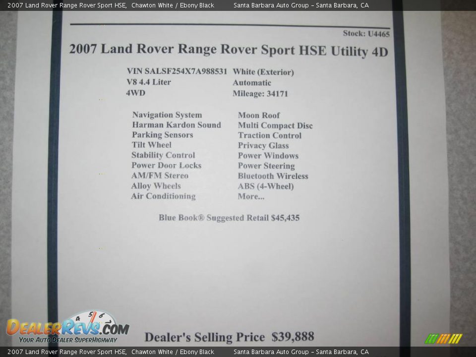 2007 Land Rover Range Rover Sport HSE Chawton White / Ebony Black Photo #20