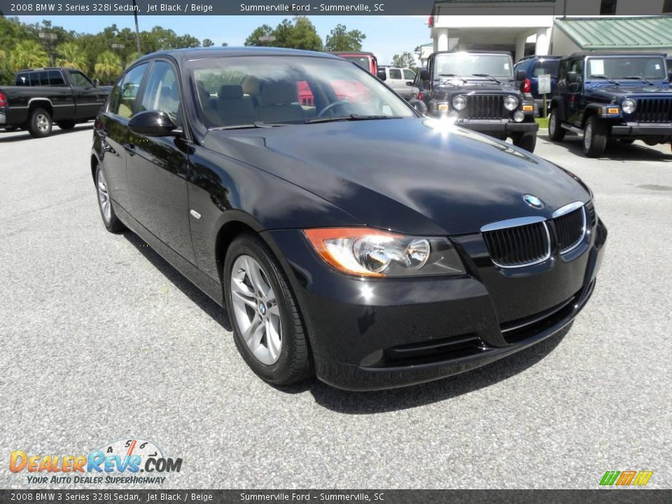 2008 BMW 3 Series 328i Sedan Jet Black / Beige Photo #1