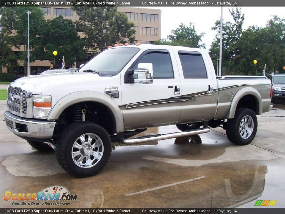 2008 Ford F250 Super Duty Lariat Crew Cab 4x4 Oxford White / Camel Photo #1