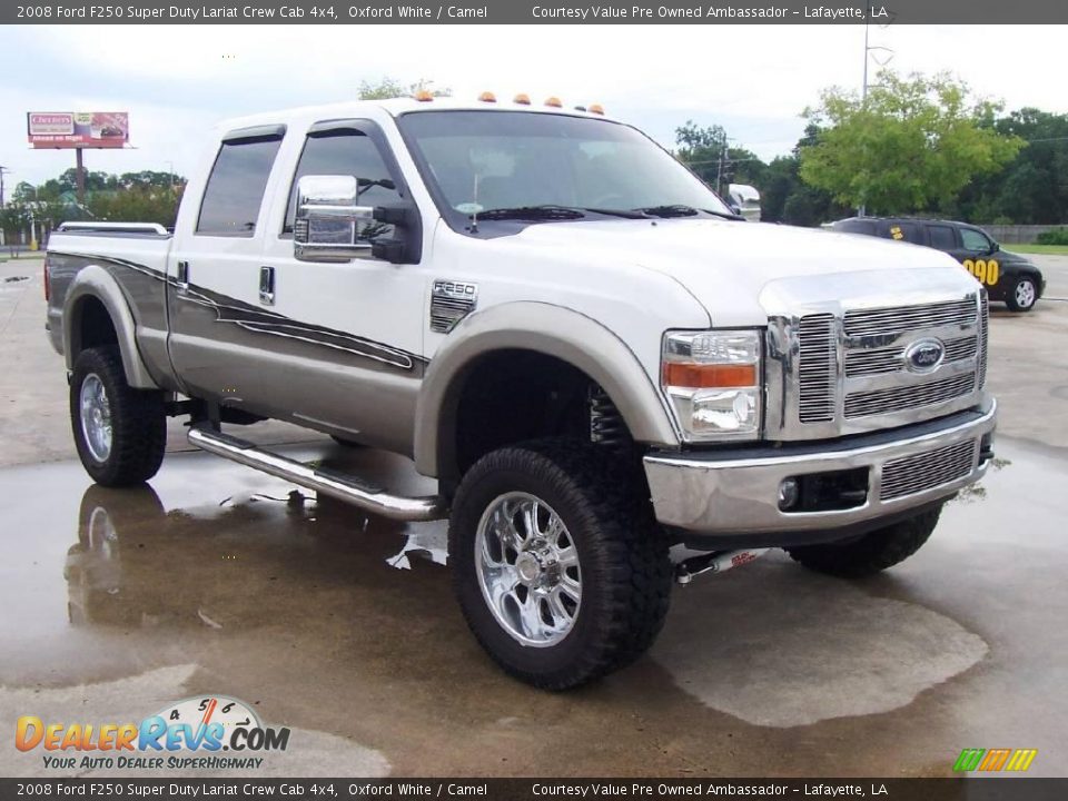 2008 Ford F250 Super Duty Lariat Crew Cab 4x4 Oxford White / Camel Photo #6
