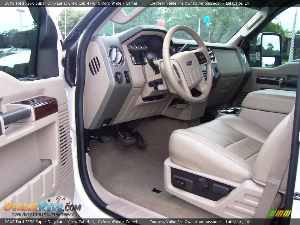 2008 Ford F250 Super Duty Lariat Crew Cab 4x4 Oxford White / Camel Photo #9