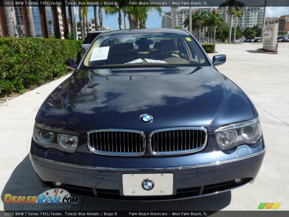 2002 BMW 7 Series 745Li Sedan Toledo Blue Metallic / Beige III Photo #2