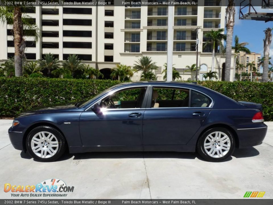 2002 BMW 7 Series 745Li Sedan Toledo Blue Metallic / Beige III Photo #3