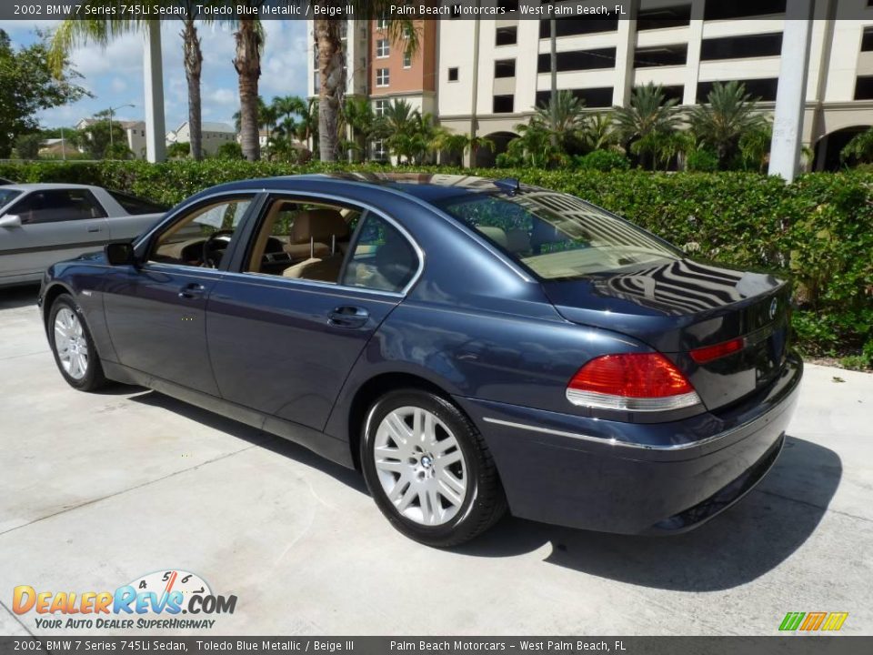 2002 BMW 7 Series 745Li Sedan Toledo Blue Metallic / Beige III Photo #4