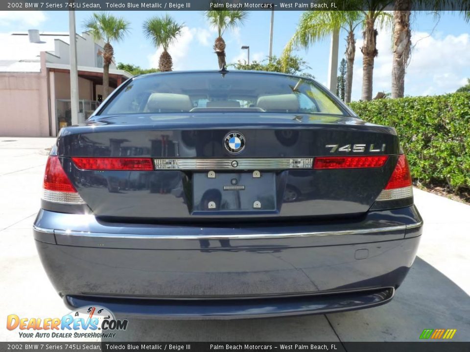 2002 BMW 7 Series 745Li Sedan Toledo Blue Metallic / Beige III Photo #5