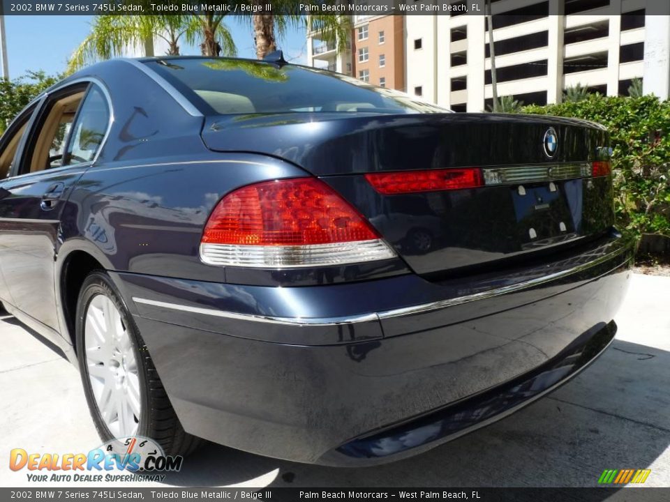 2002 BMW 7 Series 745Li Sedan Toledo Blue Metallic / Beige III Photo #6